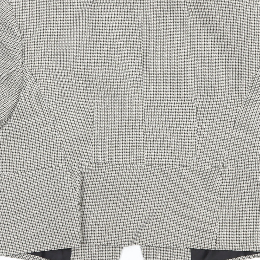 Marks and Spencer Womens Beige Houndstooth Jacket Blazer Size 10 Button