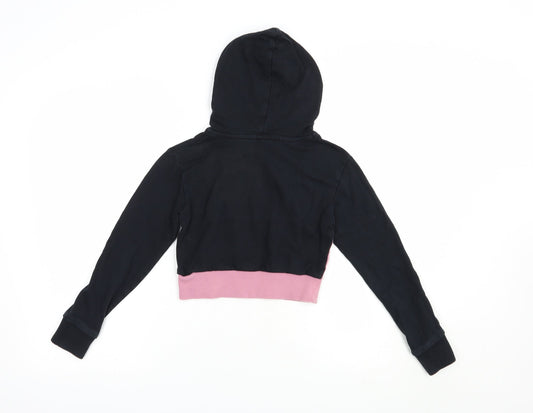 Closure Girls Black Colourblock Cotton Pullover Hoodie Size 8-9 Years Pullover