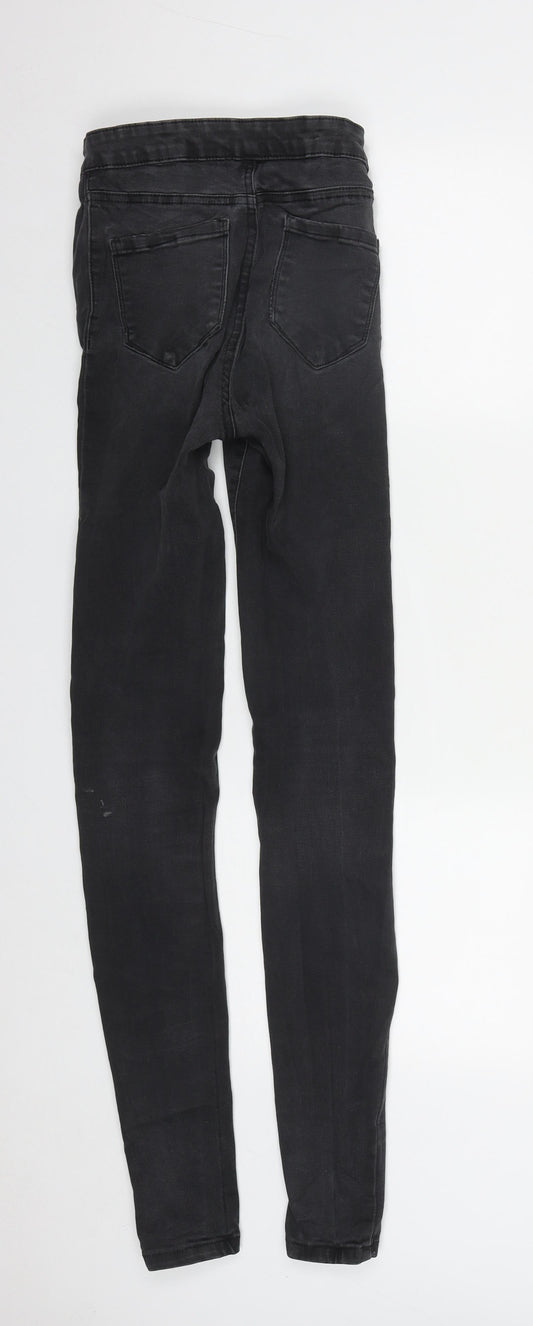 Denim & Co. Womens Black Cotton Straight Jeans Size 6 L31 in Regular Zip