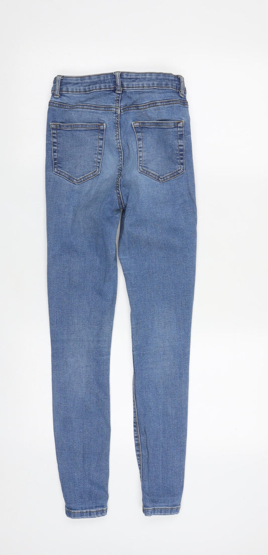 Denim & Co. Womens Blue Cotton Straight Jeans Size 8 L27 in Regular Zip