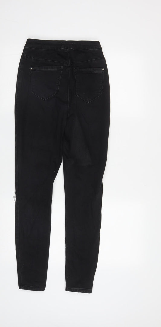 Missguided Womens Black Cotton Straight Jeans Size 10 L27 in Regular Zip