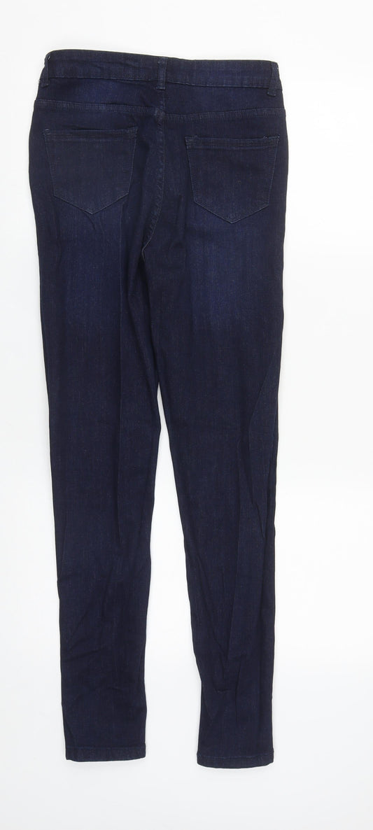 Lasula Womens Blue Cotton Straight Jeans Size 8 L27 in Regular Zip