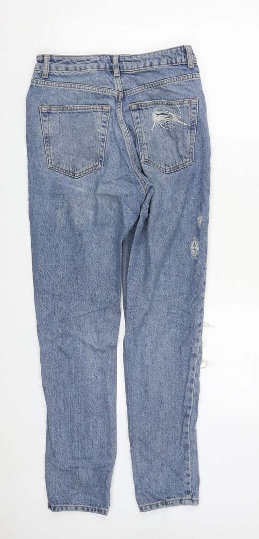Topshop Womens Blue Cotton Straight Jeans Size 28 in L29 in Regular Zip