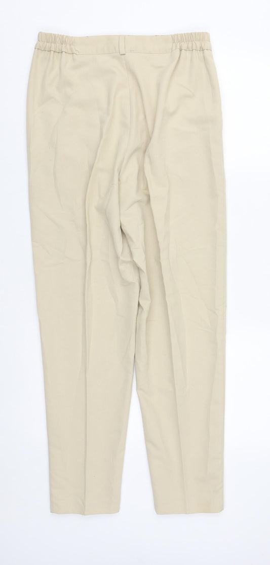 Soon Womens Beige Polyester Trousers Size 14 L30 in Regular Zip
