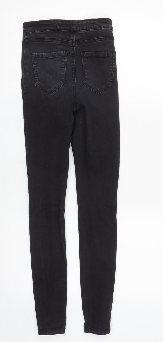 Denim & Co. Womens Black Cotton Straight Jeans Size 4 L27 in Regular Zip