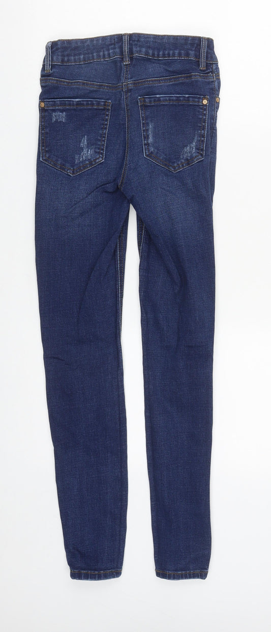 Matalan Womens Blue Cotton Straight Jeans Size 8 L27 in Regular Zip