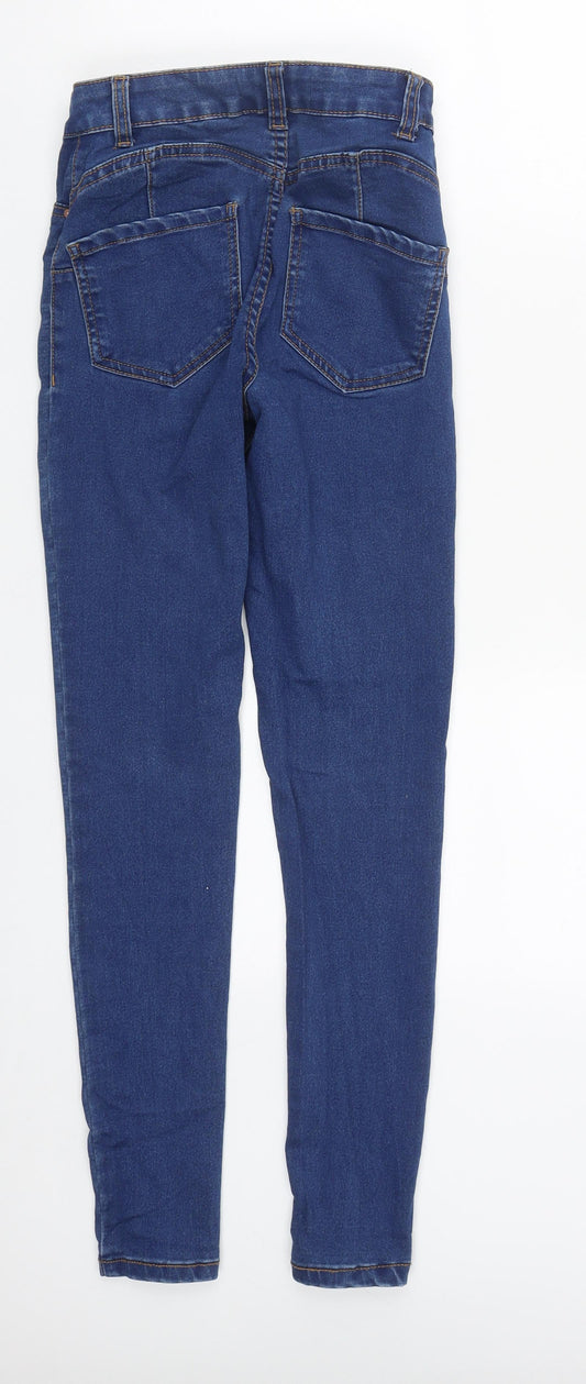 Denim & Co. Womens Blue Cotton Straight Jeans Size 4 L28 in Regular Zip