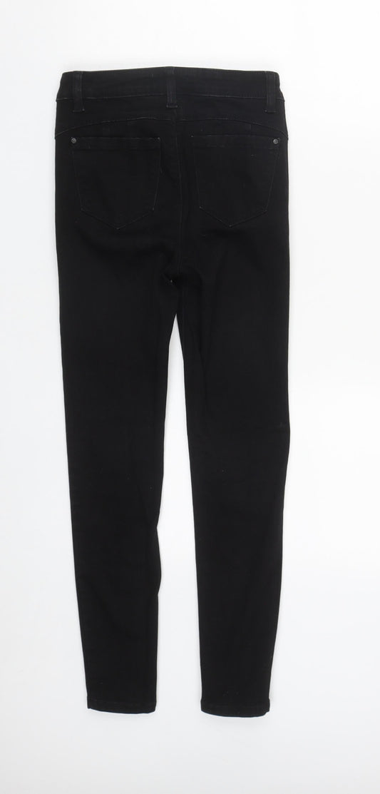 Denim & Co. Womens Black Cotton Straight Jeans Size 4 L25 in Regular Zip