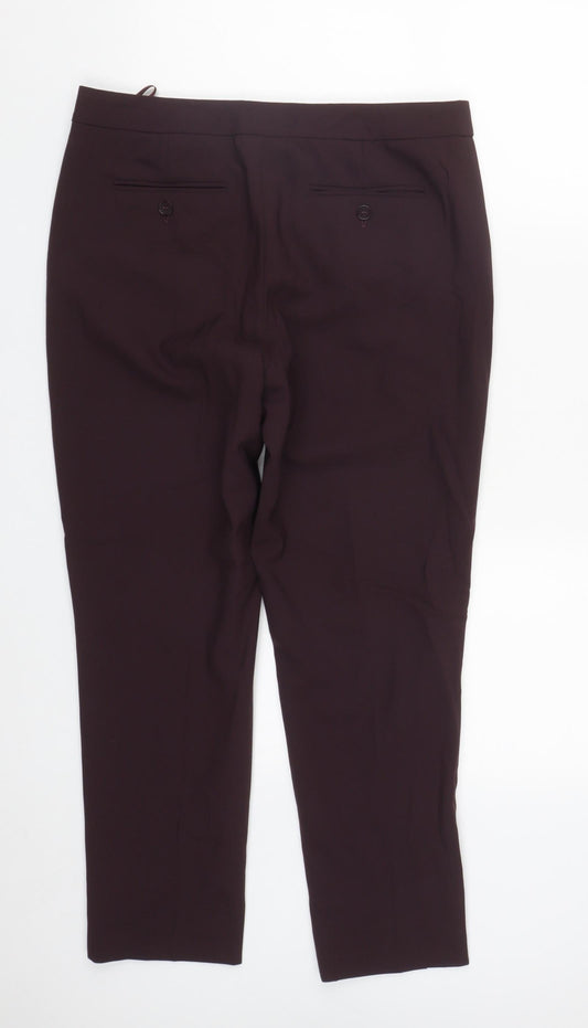 PURE Collection Womens Purple Polyester Trousers Size 12 L26 in Regular Zip