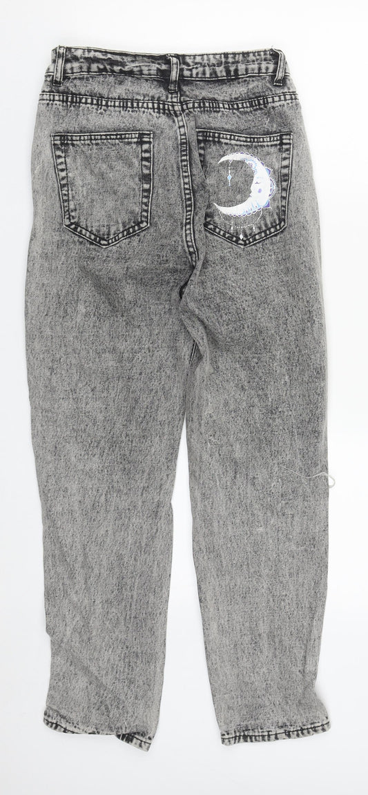 SheIn Womens Grey Cotton Straight Jeans Size XS L29 in Regular Zip