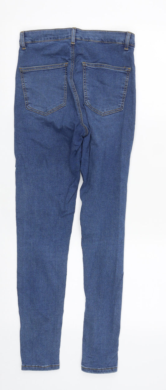 Topshop Womens Blue Cotton Straight Jeans Size 26 in L27 in Regular Zip