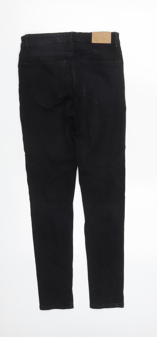 Zanzara Womens Black Cotton Straight Jeans Size 8 L27 in Regular Zip