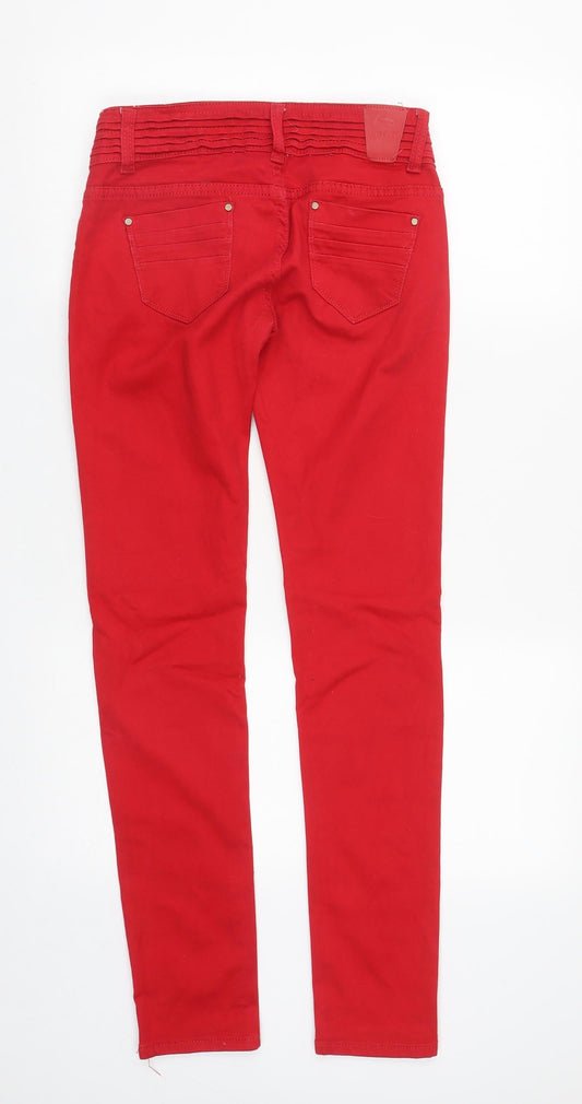 J Welly Womens Red Cotton Straight Jeans Size M L30 in Regular Zip