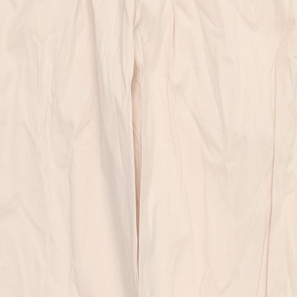Uniqlo Womens Pink Cotton Cropped Trousers Size S L23 in Regular Drawstring