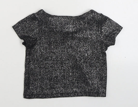 Bloome Girls Black Polyester Basic T-Shirt Size 4 Years Boat Neck Pullover