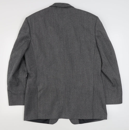 Varteks Mens Grey Herringbone Wool Jacket Suit Jacket Size 42