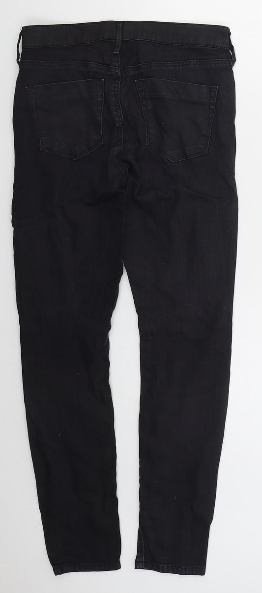 Topshop Womens Black Cotton Skinny Jeans Size 28 in L27 in Regular Button