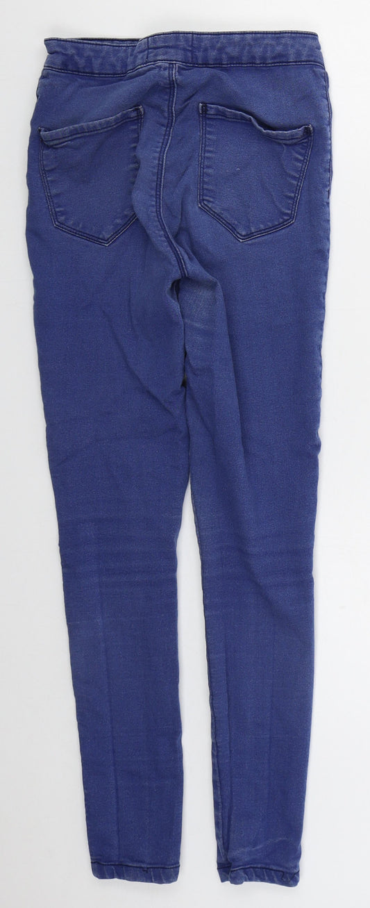 Miss Selfridge Womens Blue Cotton Skinny Jeans Size 10 L26 in Regular Button