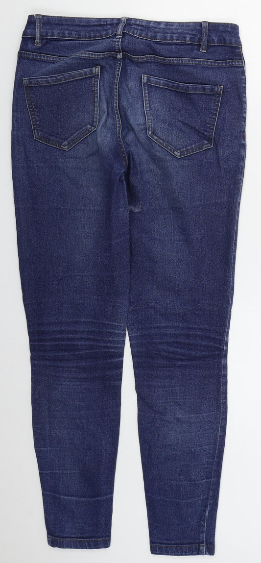 New Look Womens Blue Cotton Skinny Jeans Size 10 L28 in Regular Button