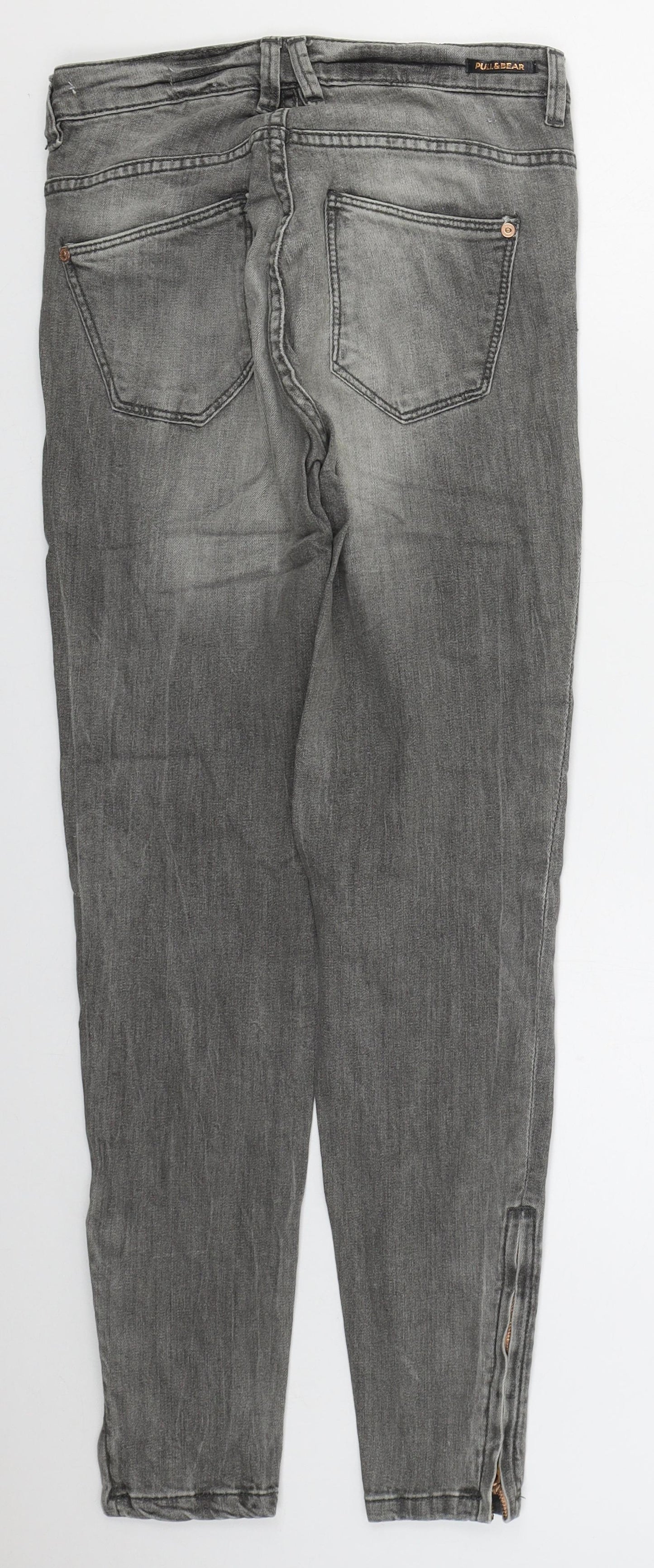 PUll & Bear Womens Grey Cotton Skinny Jeans Size 6 L29 in Regular Button