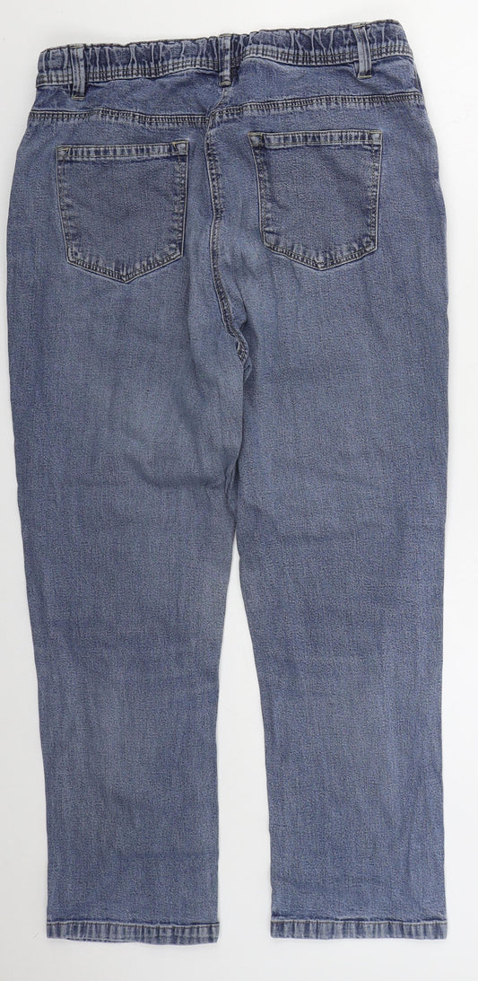 ELLE Womens Blue Cotton Straight Jeans Size 32 in L24 in Regular Button