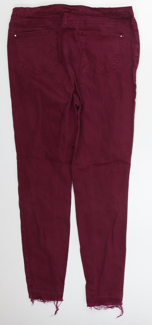 Denim Co Womens Red Cotton Skinny Jeans Size 32 in L27 in Regular Button - Burgundy