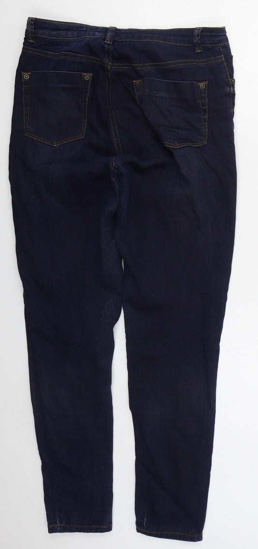 Warehouse Womens Blue Cotton Skinny Jeans Size 12 L29 in Regular Button