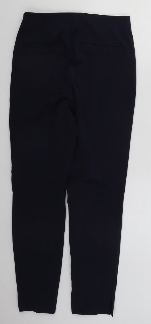 H&M Womens Blue Polyester Trousers Size 8 L27 in Regular Zip