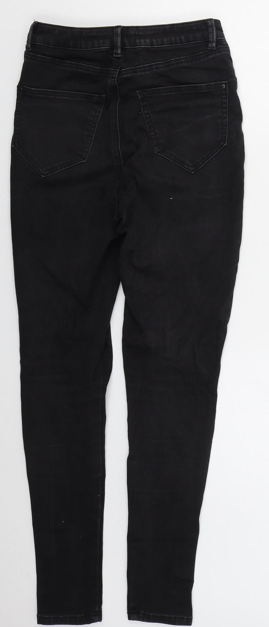 Very Womens Black Cotton Skinny Jeans Size 8 L28 in Regular Button