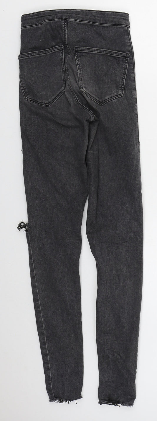 Topshop Womens Grey Cotton Skinny Jeans Size 25 in L29 in Regular Button