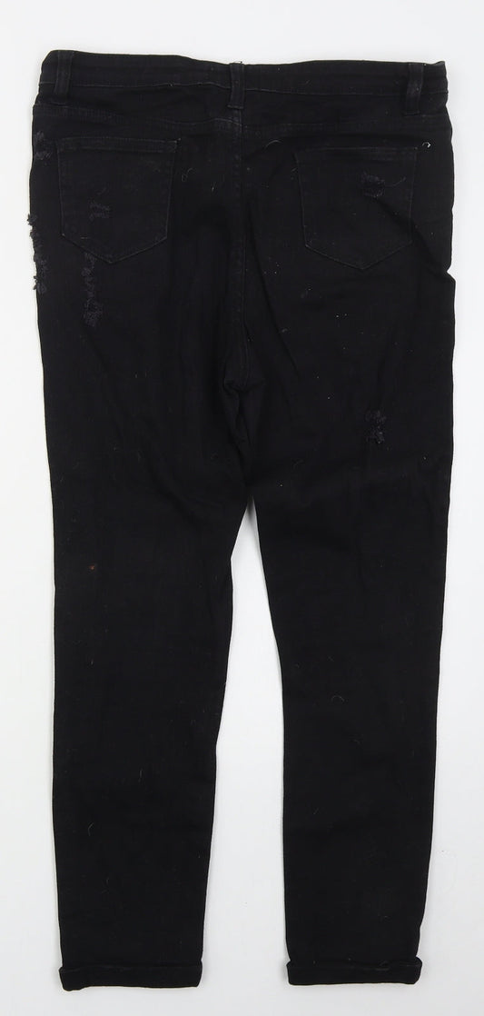 Affair Womens Black Cotton Skinny Jeans Size 12 L28 in Regular Button