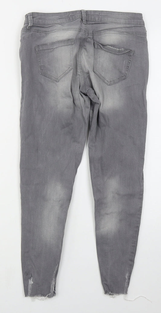 Denim Co Womens Grey Cotton Skinny Jeans Size 10 L27 in Regular Button