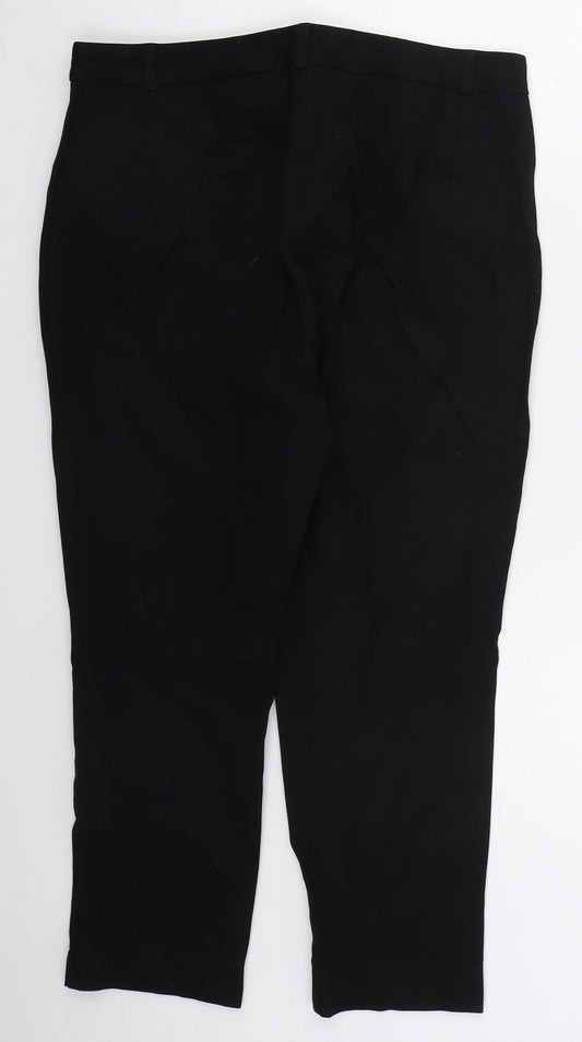 Marks and Spencer Womens Black Viscose Trousers Size 12 L24 in Regular Hook & Eye