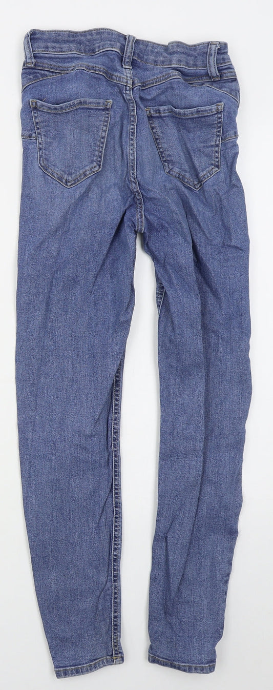 New Look Womens Blue Cotton Skinny Jeans Size 8 L26 in Regular Button