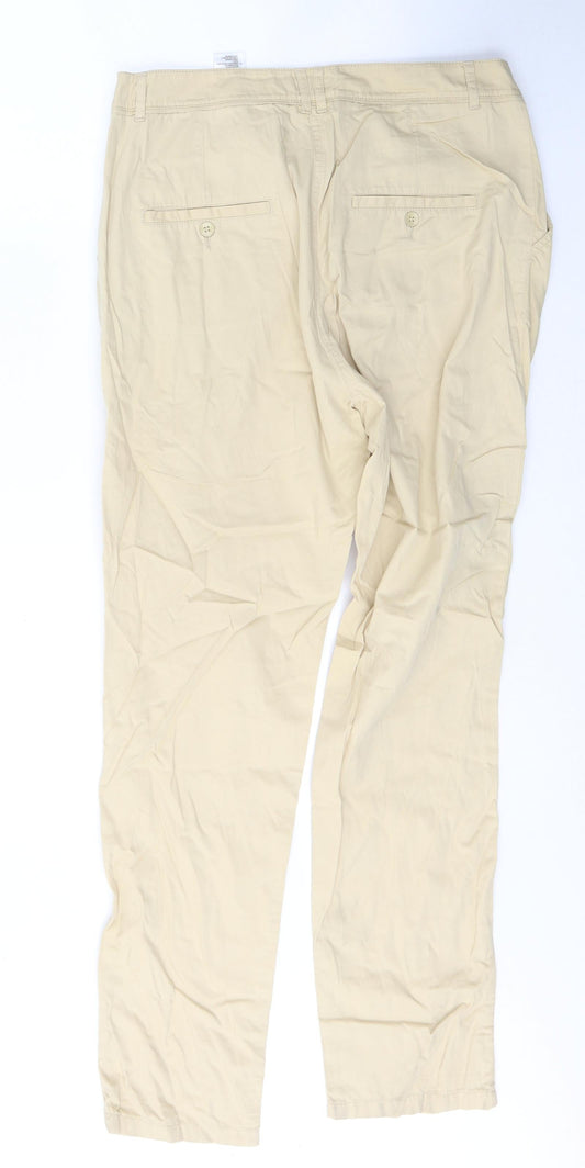 H&M Womens Beige Cotton Snow Pants Trousers Size 12 L30 in Regular Button