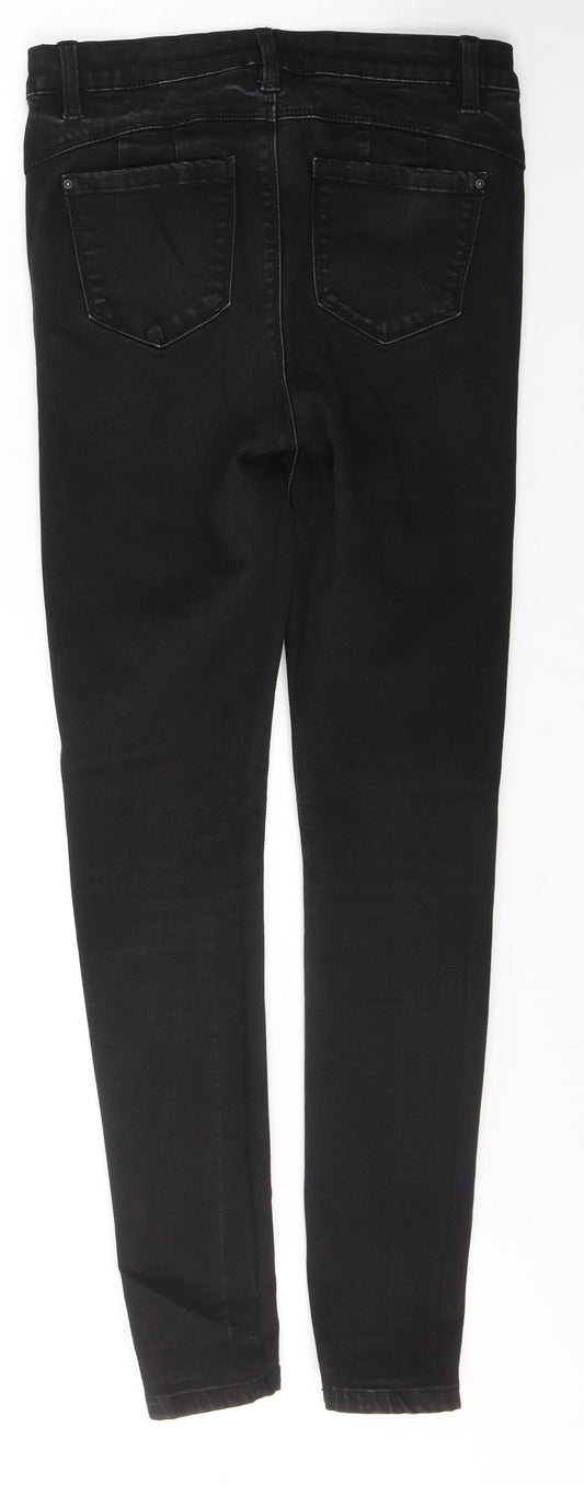 Denim & Co. Womens Black Cotton Skinny Jeans Size 12 L29 in Regular Button