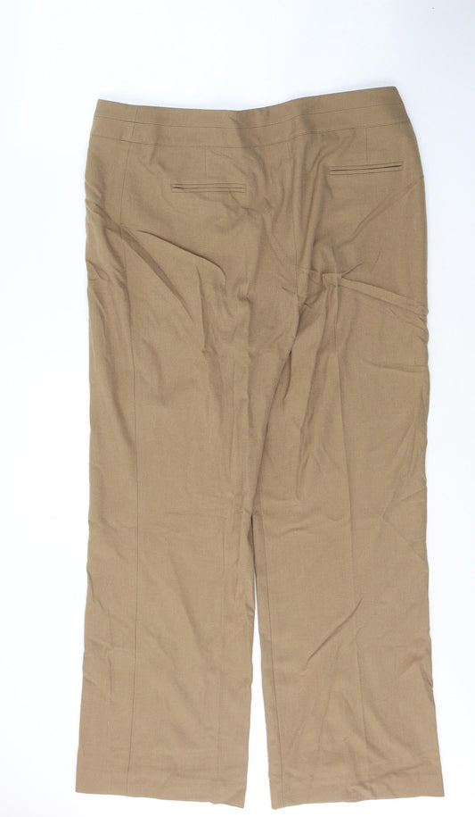 CC Womens Beige Viscose Trousers Size 16 L28 in Regular Button