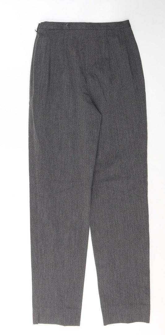 Preworn Womens Grey Polyester Trousers Size 8 L30 in Regular Zip