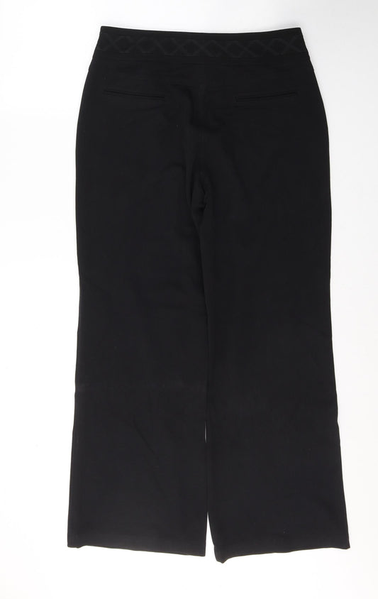Per Una Womens Black Cotton Trousers Size 12 L30 in Regular Button