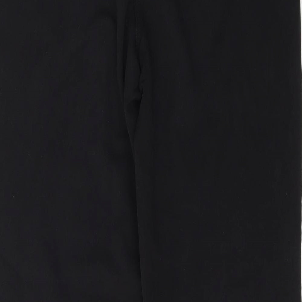 Per Una Womens Black Cotton Trousers Size 12 L30 in Regular Button