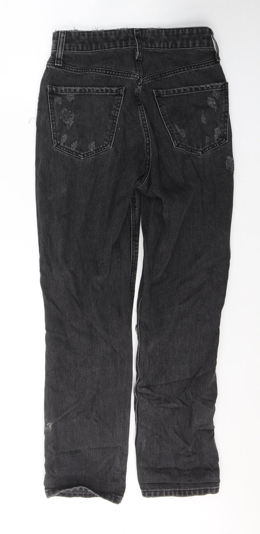 River Island Womens Black Cotton Straight Jeans Size 8 L27 in Regular Button