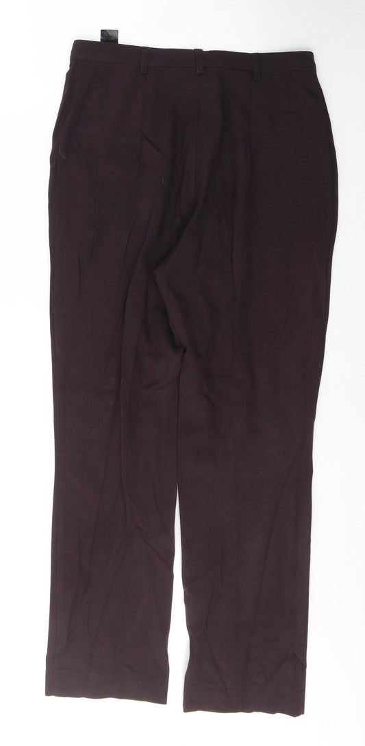 Marks and Spencer Womens Purple Polyester Trousers Size 12 L27 in Regular Button