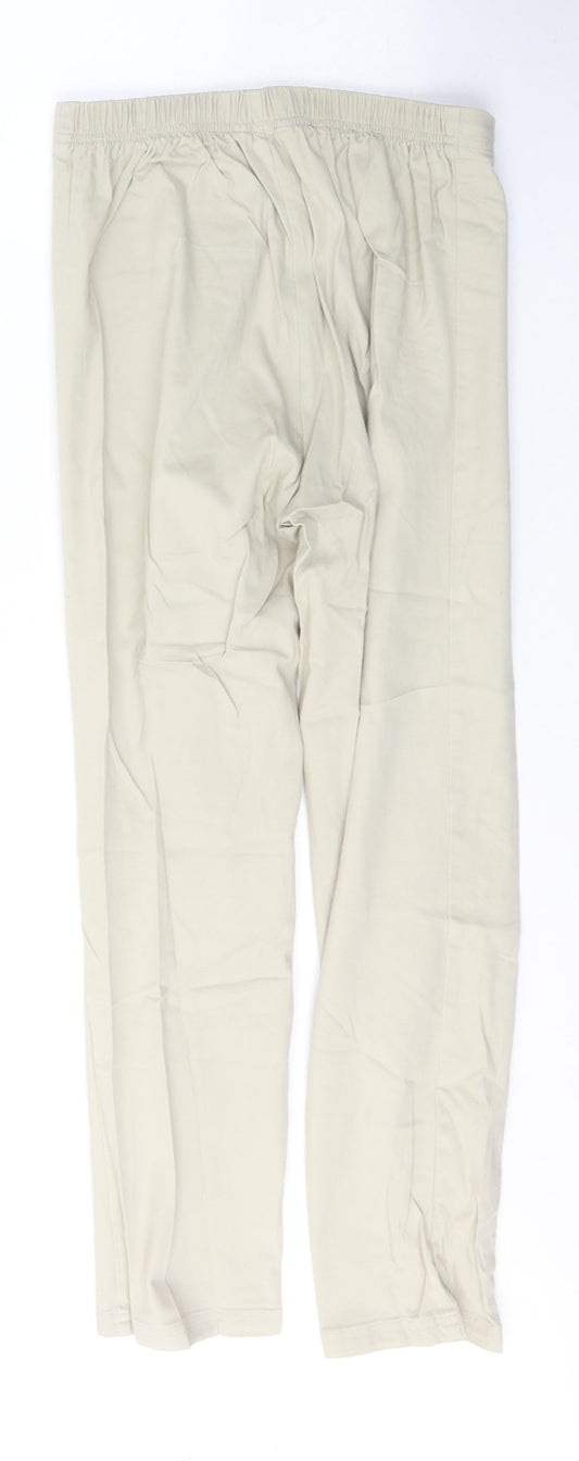 BHS Womens Beige Cotton Straight Jeans Size 12 L27 in Regular Button