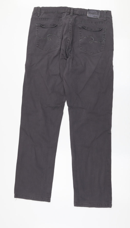 Max & Liu Womens Grey Cotton Straight Jeans Size 33 in L30 in Regular Zip