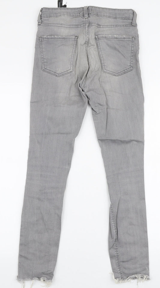 Zara Womens Grey Cotton Skinny Jeans Size 6 L27 in Slim Zip