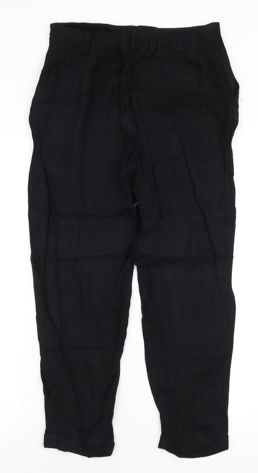 Oasis Womens Black Viscose Trousers Size 10 L23 in Regular Zip