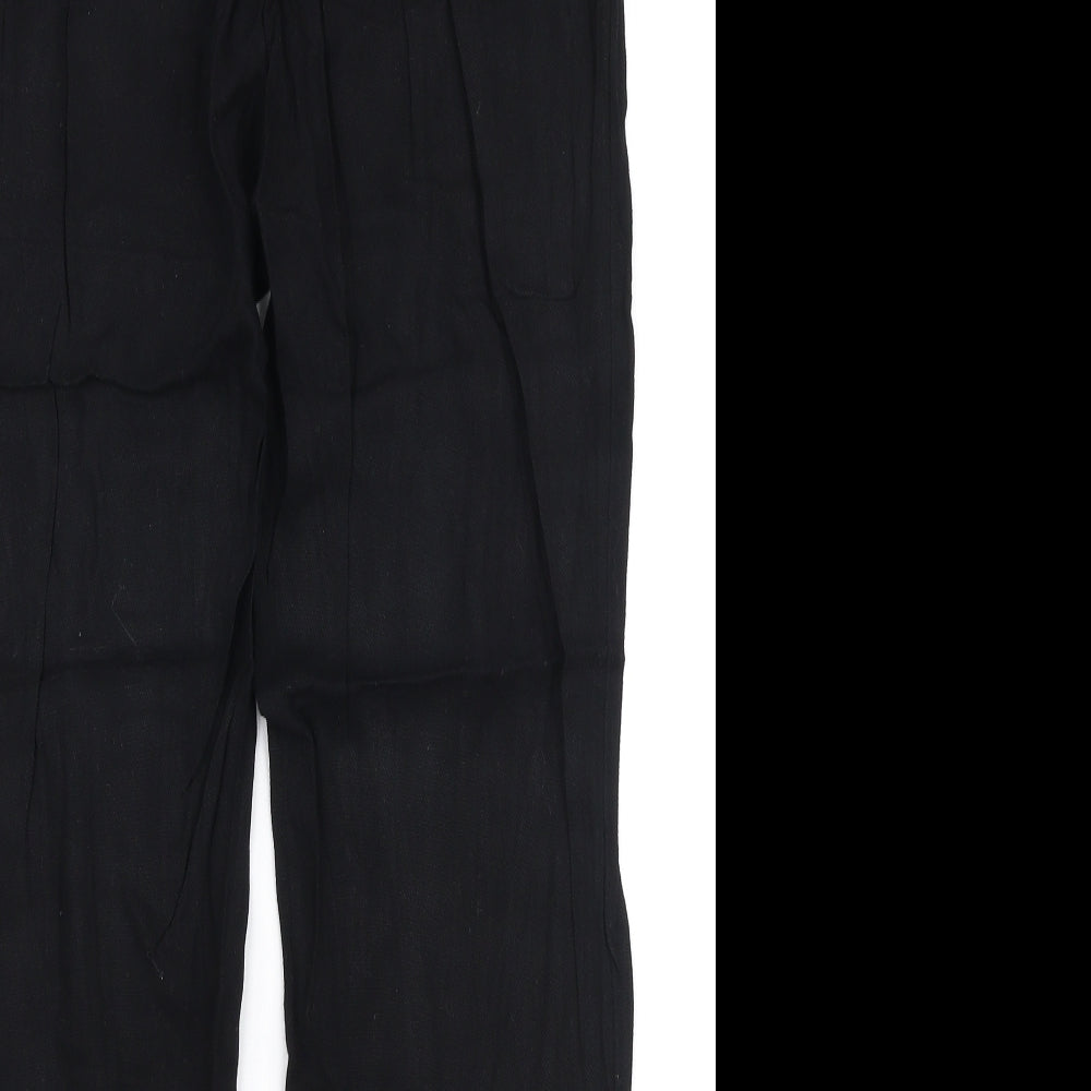 Oasis Womens Black Viscose Trousers Size 10 L23 in Regular Zip