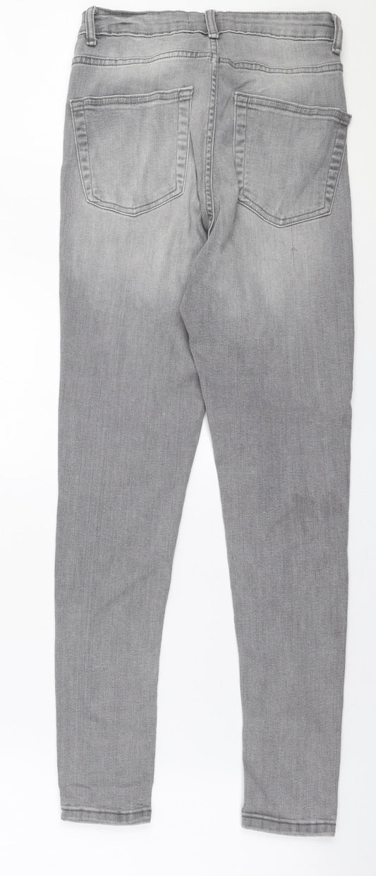 Denim Co Womens Grey Cotton Skinny Jeans Size 12 L28 in Slim Zip
