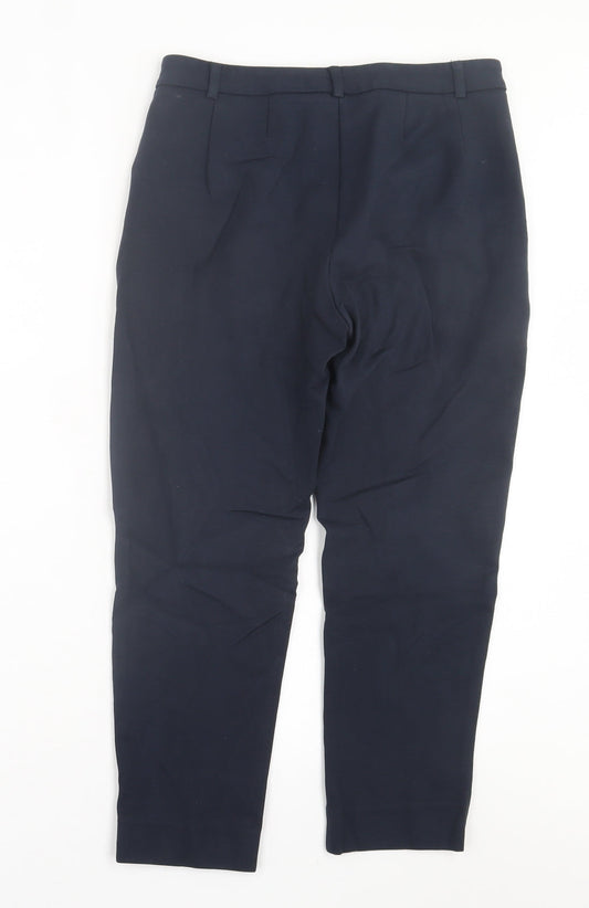 Marks and Spencer Womens Blue Viscose Trousers Size 10 L24 in Regular Hook & Eye