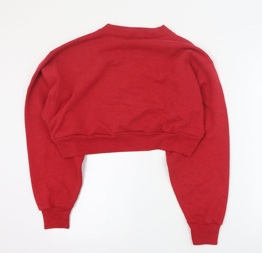 Americas Finest Womens Red Polyester Pullover Sweatshirt Size L Pullover - Cropped